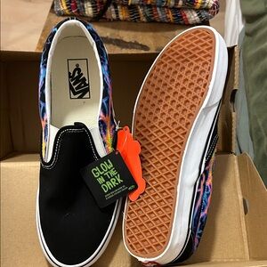 Vans Black and Multicolor Glow Slip-Ons